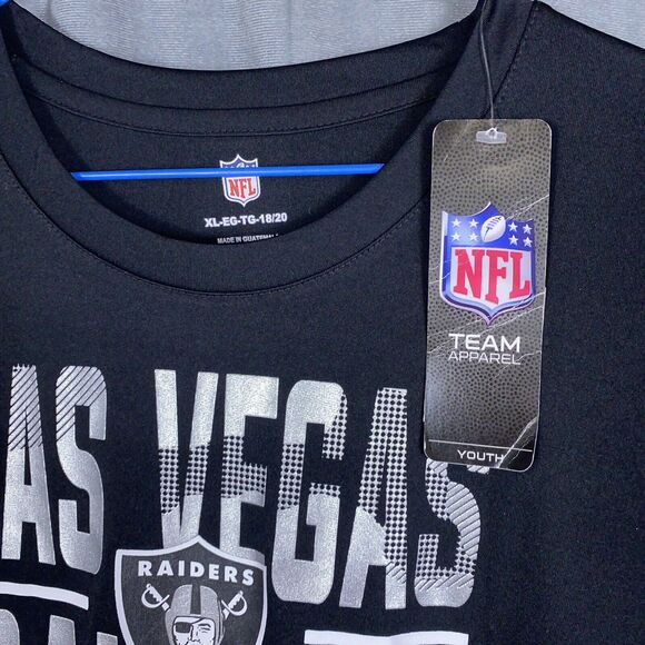 New NFL Las Vegas Raiders Ground Control Dri-Tek Tee Youth 18-20 Black Shirt - Picture 2 of 8